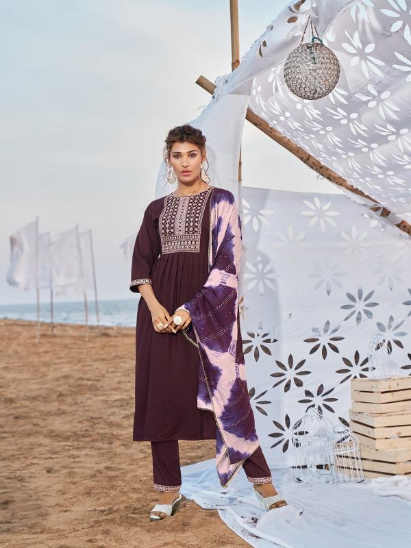 Wanna Kaashvi Naira Vol 2 Designer Rayon Kurti With Bottom Dupatta Collection